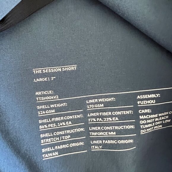 Ten Thousand Session Shorts Mens Large Blue 7" LINED Active Stretch Running - Picture 4 of 5